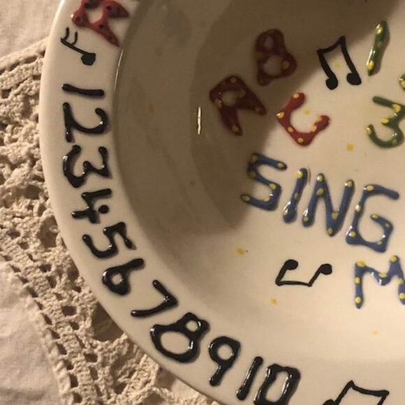 Bowl for a Child; Reads "ABC 123 SING WITH ME"; Handmade; SWEET!; Pre-owned; - Picture 3 of 7
